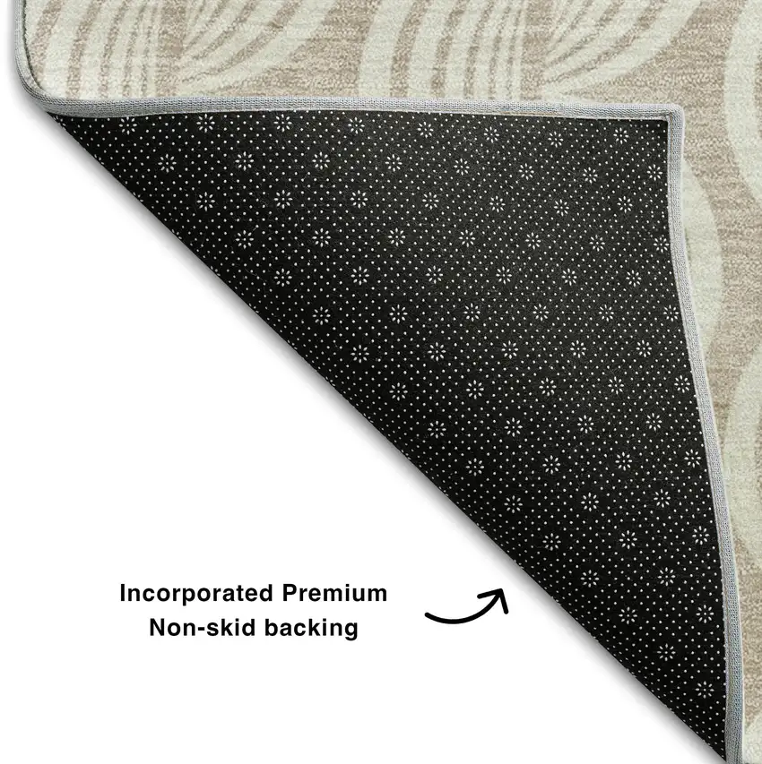 Khaki And Ivory Ogee Washable Area Rug With UV Protection Photo 6