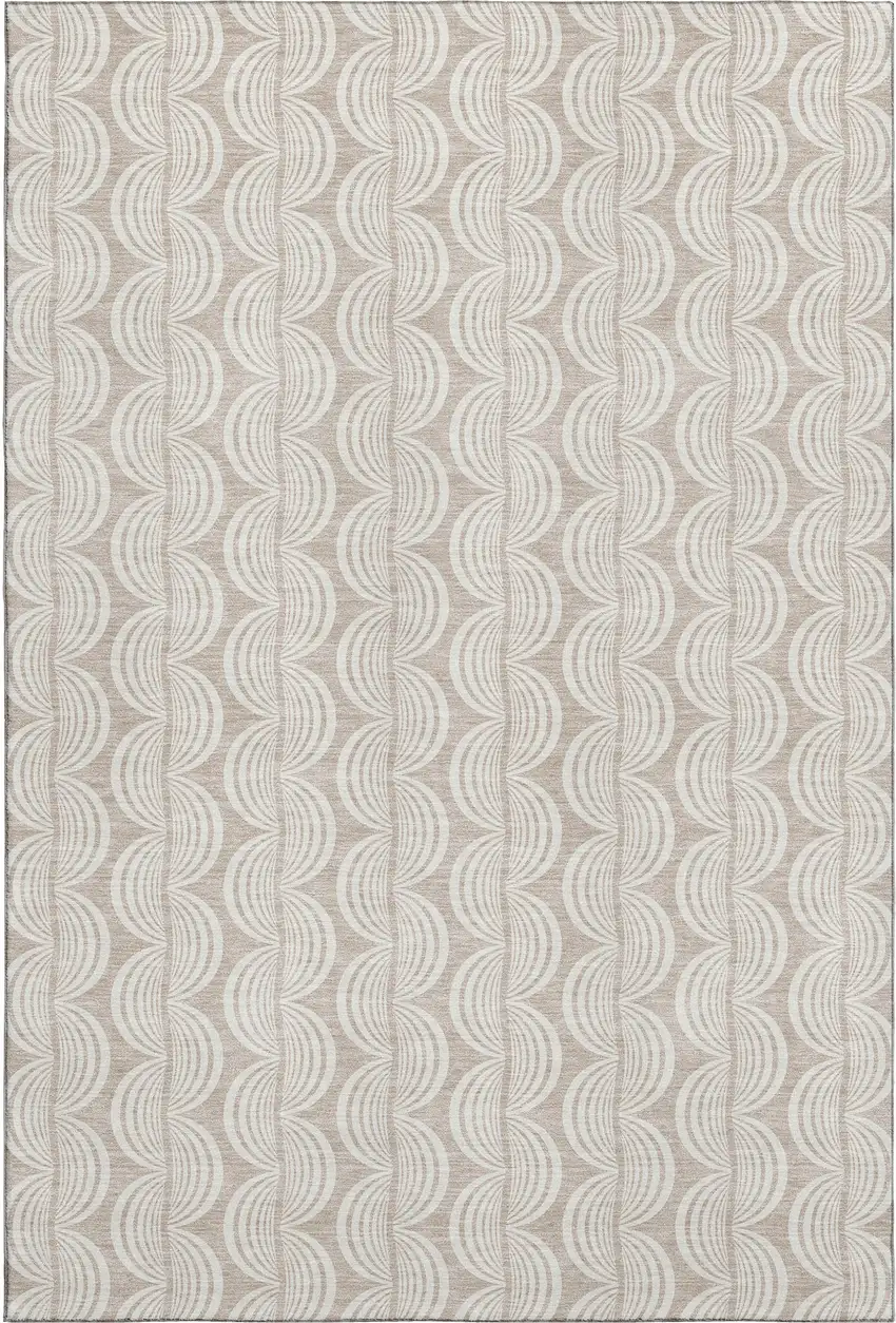 Khaki And Ivory Ogee Washable Area Rug With UV Protection Photo 1