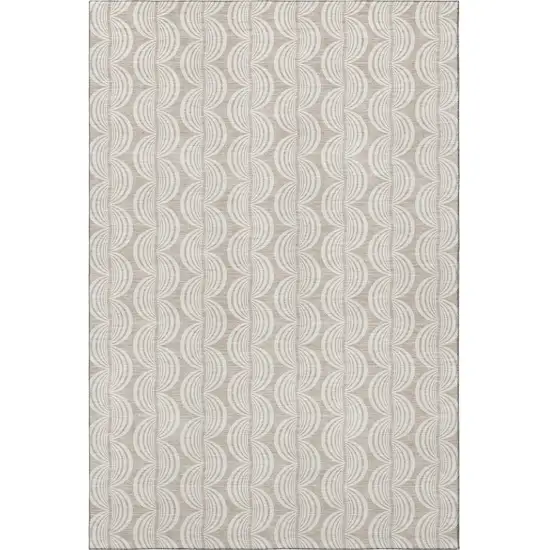 Khaki And Ivory Ogee Washable Area Rug With UV Protection Photo 3