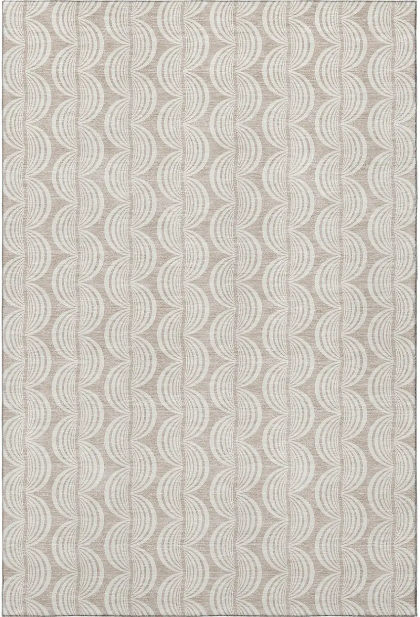Khaki And Ivory Ogee Washable Area Rug With UV Protection Photo 3