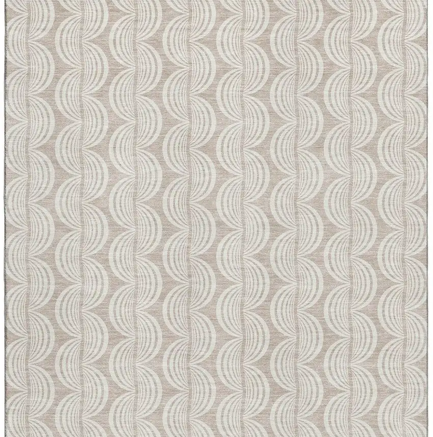 Khaki And Ivory Ogee Washable Area Rug With UV Protection Photo 2