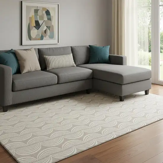 Khaki And Ivory Ogee Washable Area Rug With UV Protection Photo 2