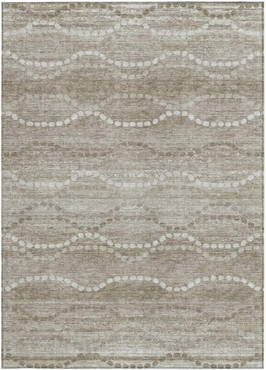 Khaki And Ivory Ogee Washable Indoor Outdoor Area Rug Photo 1