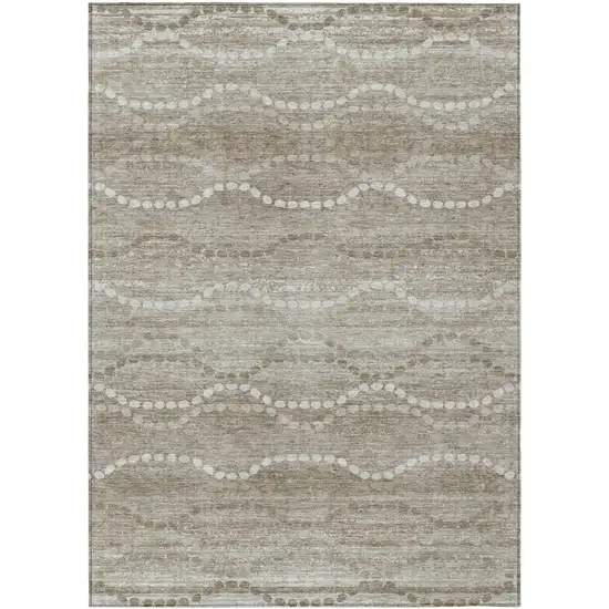 Khaki And Ivory Ogee Washable Indoor Outdoor Area Rug Photo 9