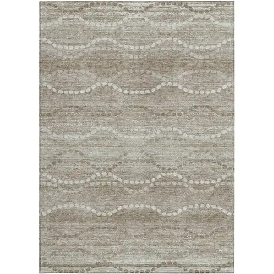 Khaki And Ivory Ogee Washable Indoor Outdoor Area Rug Photo 3