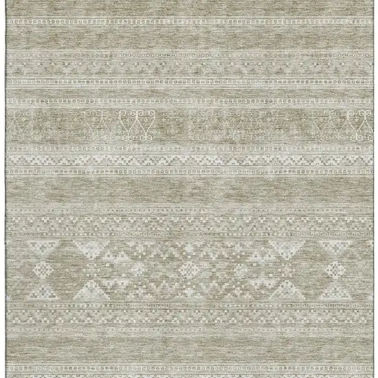 Khaki And Ivory Southwestern Washable Area Rug With UV Protection Photo 3