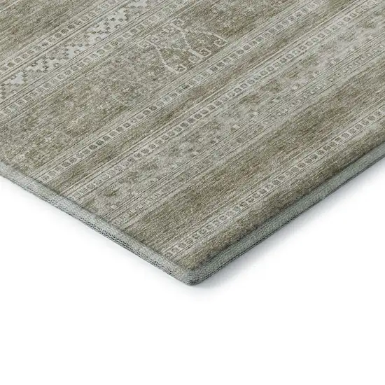 Khaki And Ivory Southwestern Washable Area Rug With UV Protection Photo 9