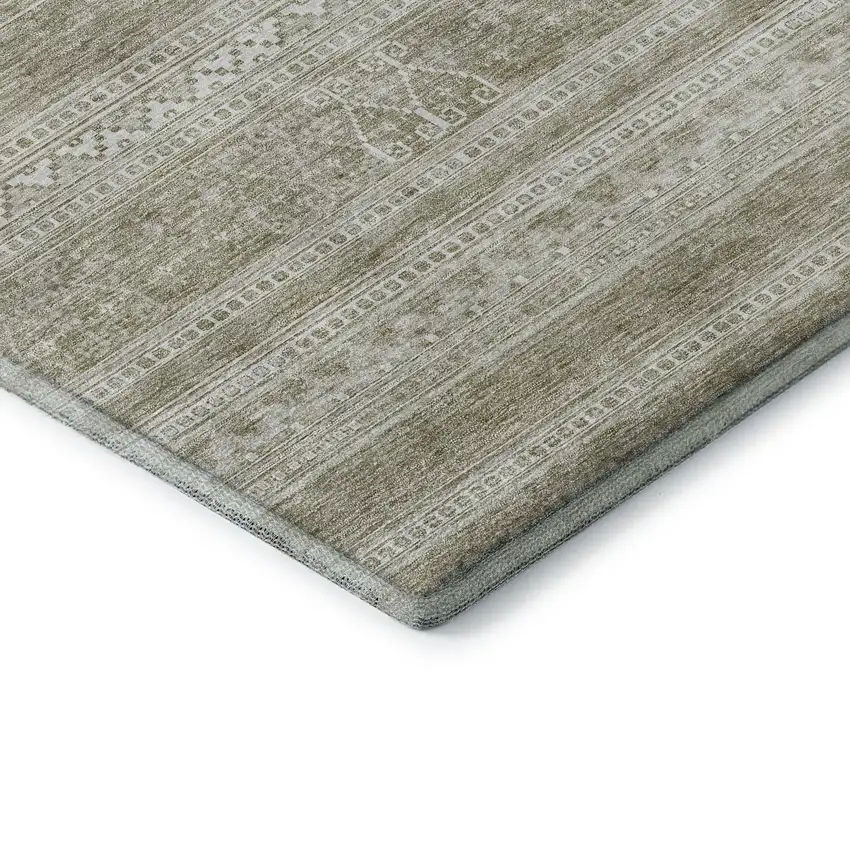 Khaki And Ivory Southwestern Washable Area Rug With UV Protection Photo 9
