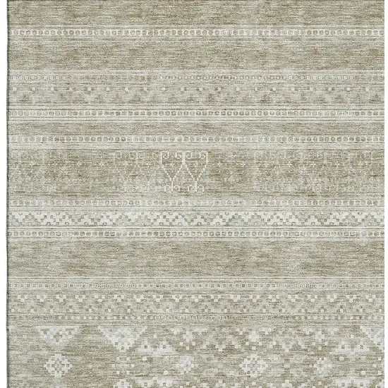 Khaki And Ivory Southwestern Washable Area Rug With UV Protection Photo 5