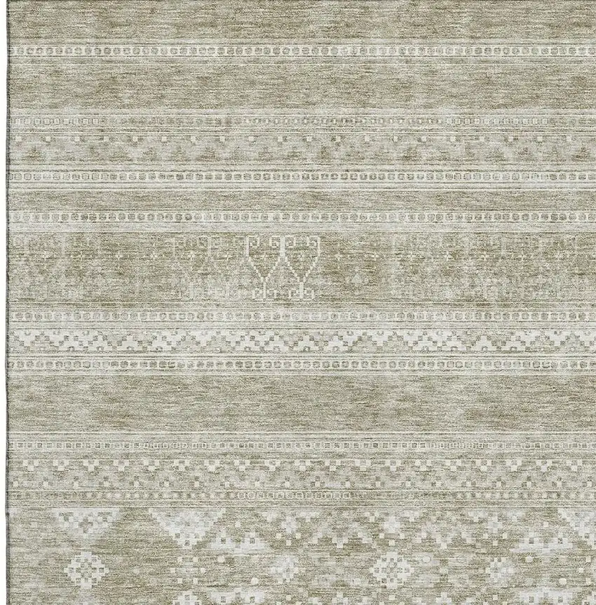 Khaki And Ivory Southwestern Washable Area Rug With UV Protection Photo 5