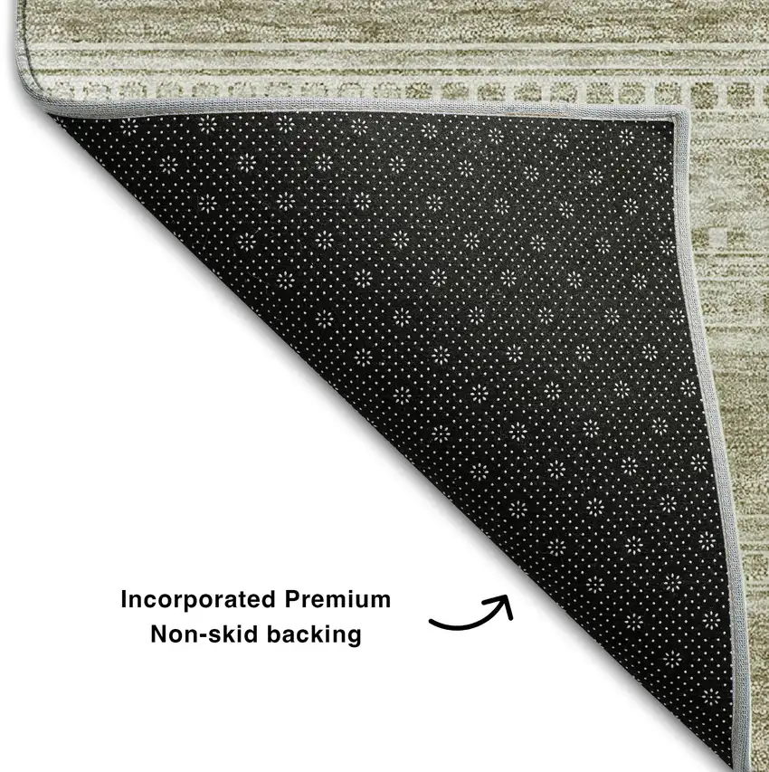 Khaki And Ivory Southwestern Washable Area Rug With UV Protection Photo 8