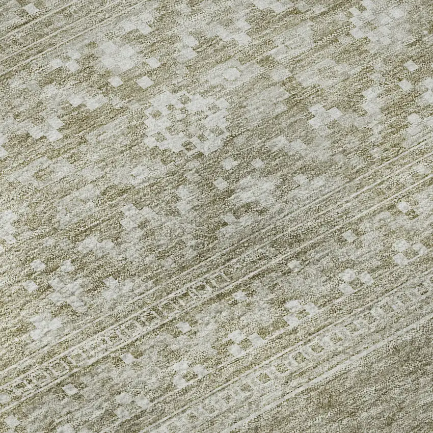 Khaki And Ivory Southwestern Washable Area Rug With UV Protection Photo 9