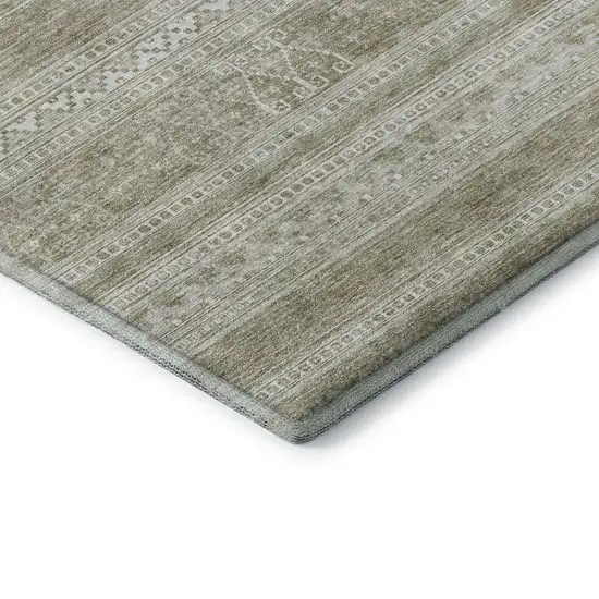 Khaki And Ivory Southwestern Washable Area Rug With UV Protection Photo 5