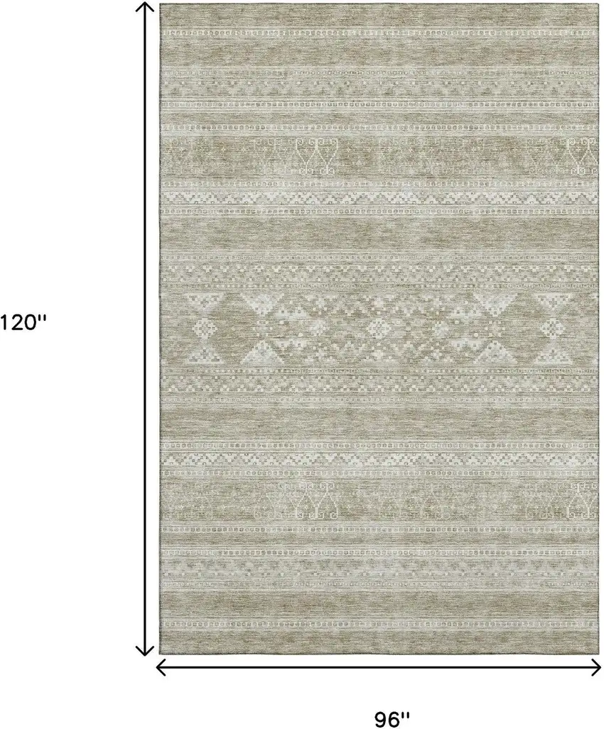 Khaki And Ivory Southwestern Washable Area Rug With UV Protection Photo 3