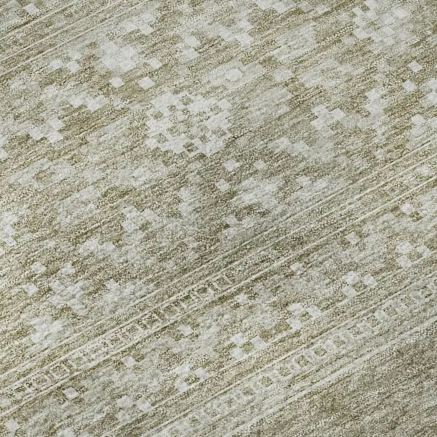Khaki And Ivory Southwestern Washable Area Rug With UV Protection Photo 6