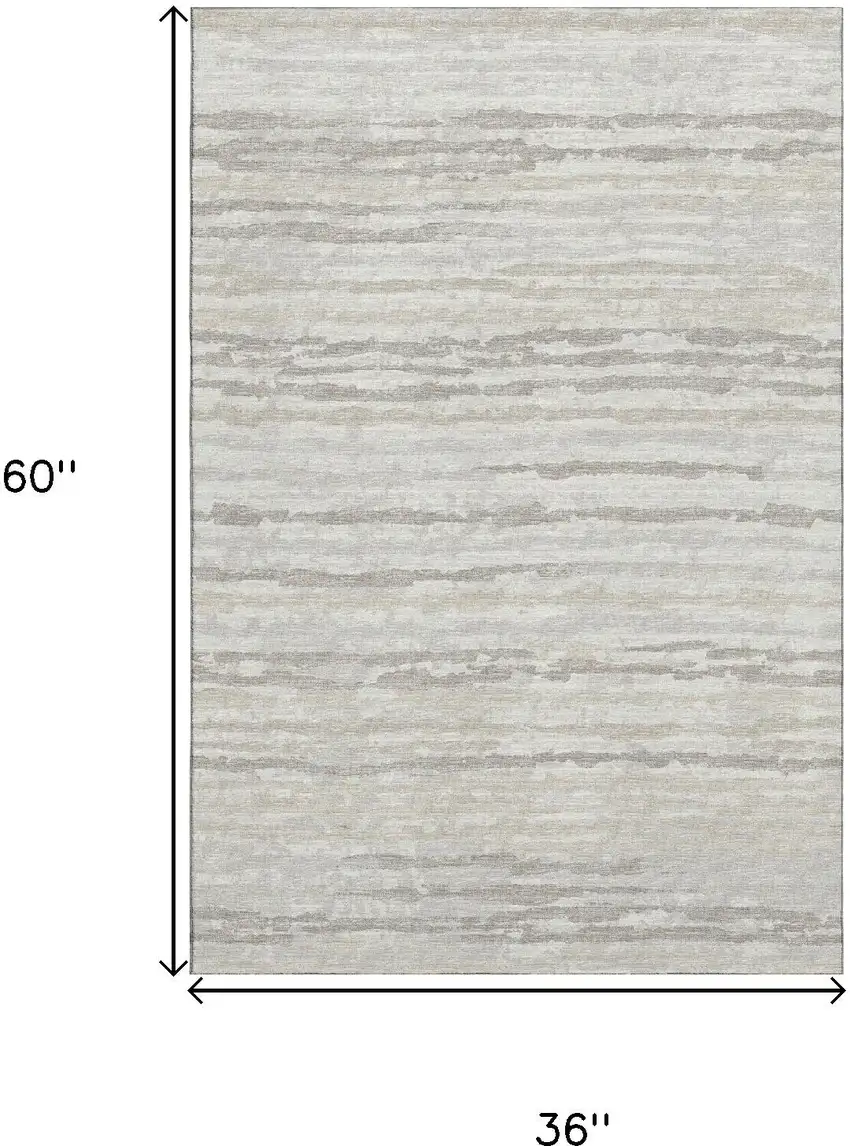 Ivory And Khaki Abstract Distressed Washable Area Rug With UV Protection Photo 8