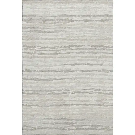 Ivory And Khaki Abstract Distressed Washable Area Rug With UV Protection Photo 2