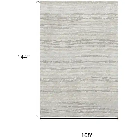 Khaki And Ivory Striped Washable Area Rug With UV Protection Photo 3