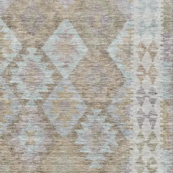 Khaki And Ivory Tribal Washable Area Rug With UV Protection Photo 3