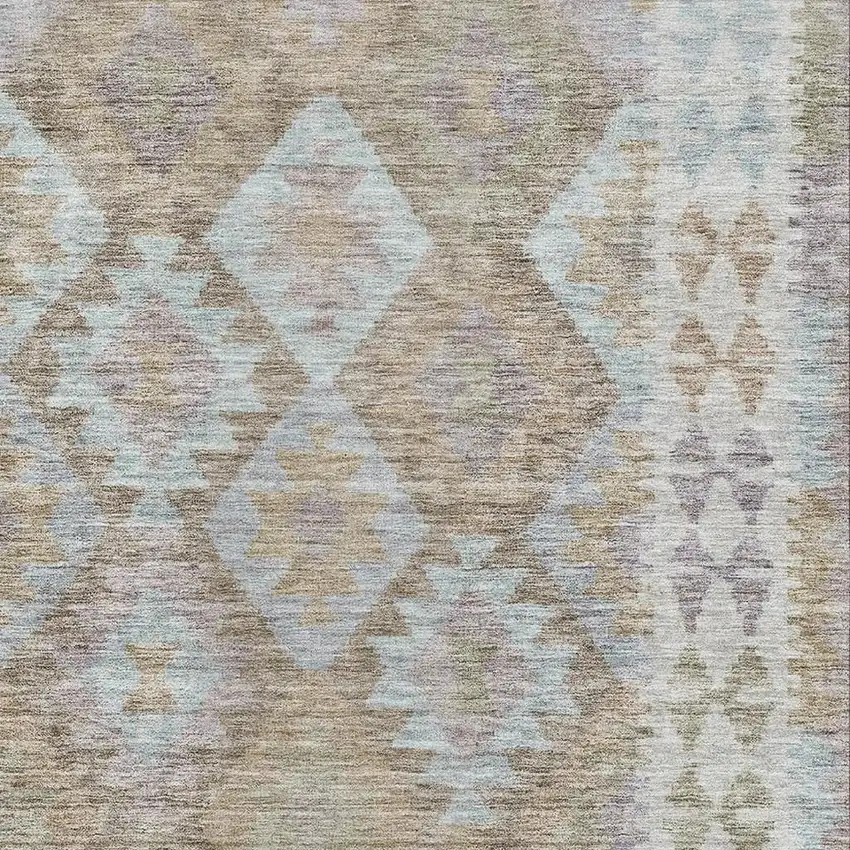 Khaki And Ivory Tribal Washable Area Rug With UV Protection Photo 3