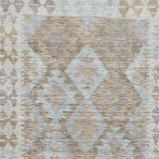 Khaki And Ivory Tribal Washable Area Rug With UV Protection Photo 3