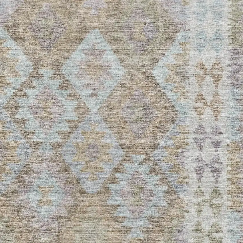 Khaki And Ivory Tribal Washable Area Rug With UV Protection Photo 3