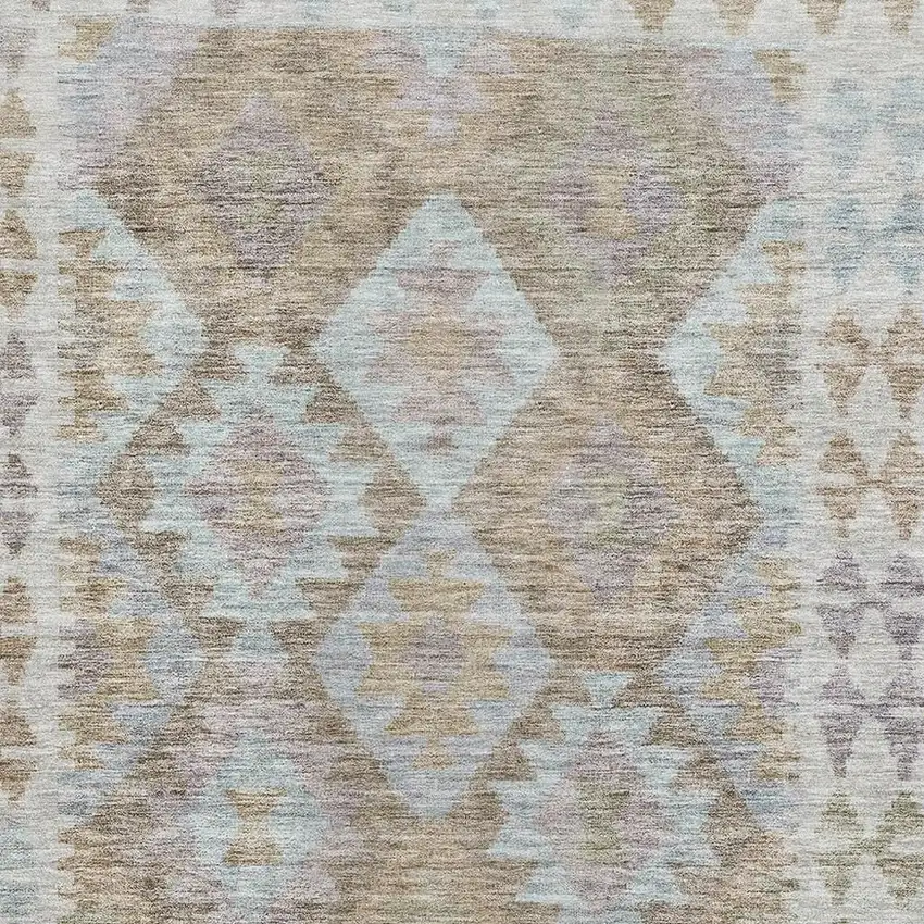 Khaki And Ivory Tribal Washable Area Rug With UV Protection Photo 3