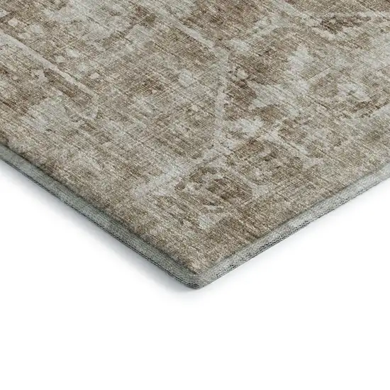Khaki And Ivory Tribal Washable Indoor Outdoor Area Rug Photo 6
