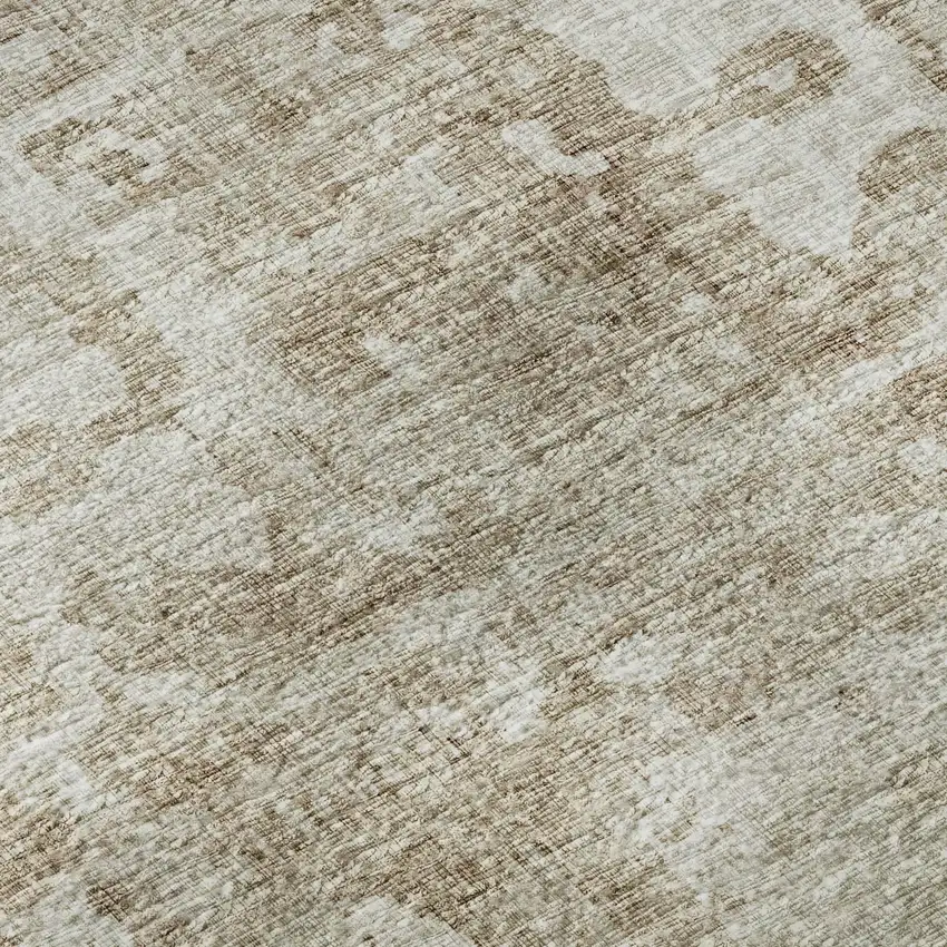 Khaki And Ivory Tribal Washable Indoor Outdoor Area Rug Photo 9