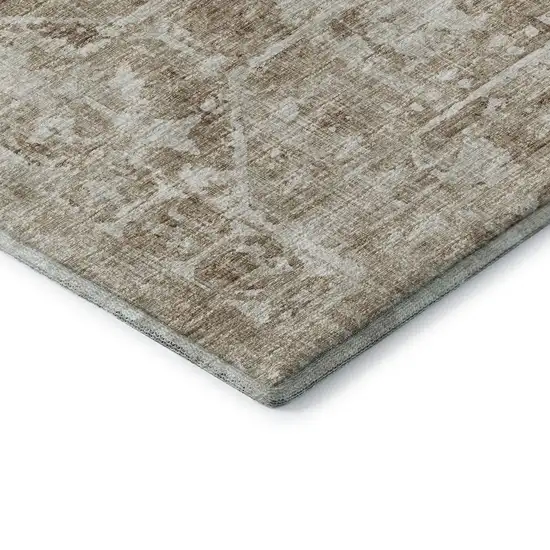 Khaki And Ivory Tribal Washable Indoor Outdoor Area Rug Photo 4