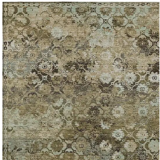 Khaki And Olive Green Abstract Washable Indoor Outdoor Area Rug Photo 2