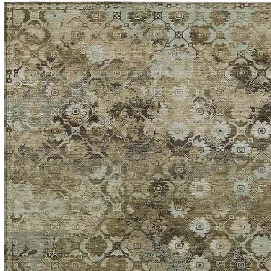 Khaki And Olive Green Abstract Washable Indoor Outdoor Area Rug Photo 2