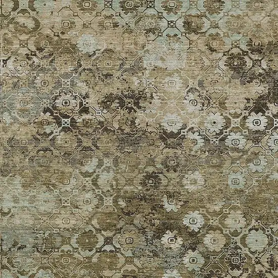 Khaki And Olive Green Abstract Washable Indoor Outdoor Area Rug Photo 2