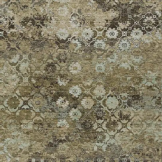 Khaki And Olive Green Abstract Washable Indoor Outdoor Area Rug Photo 2