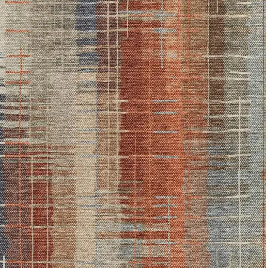 Khaki And Rust Striped Washable Indoor Outdoor Area Rug Photo 7