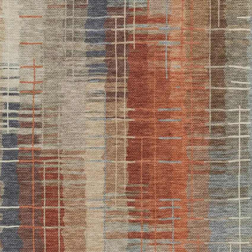 Khaki And Rust Striped Washable Indoor Outdoor Area Rug Photo 7