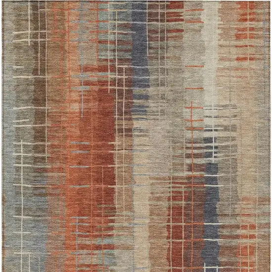 Khaki And Rust Striped Washable Indoor Outdoor Area Rug Photo 4
