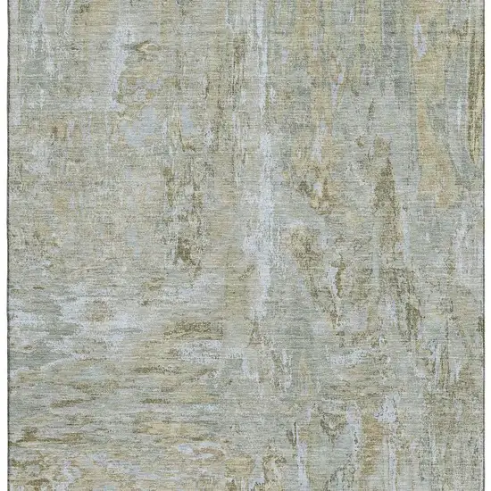 Khaki And Silver Abstract Washable Area Rug With UV Protection Photo 4