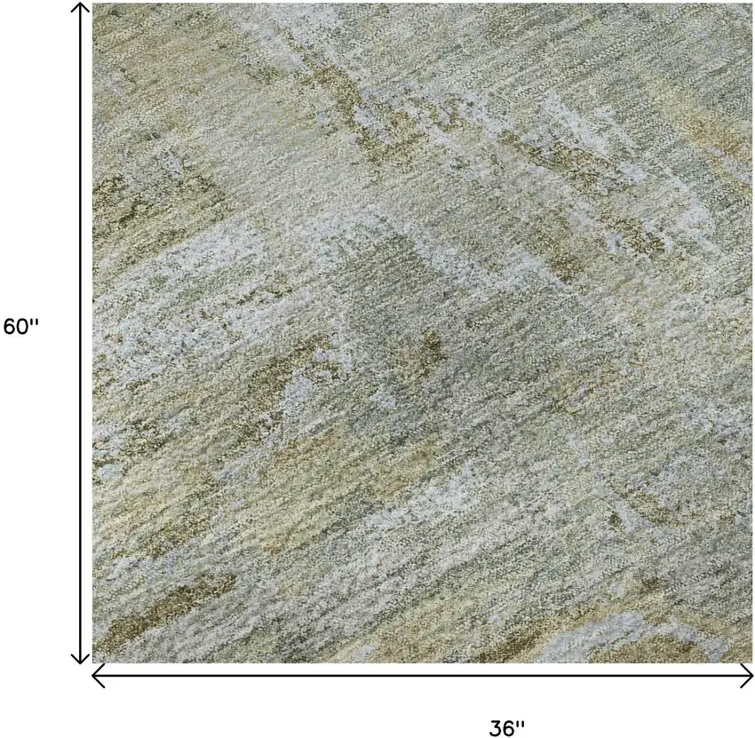 Khaki And Silver Abstract Washable Area Rug With UV Protection Photo 9