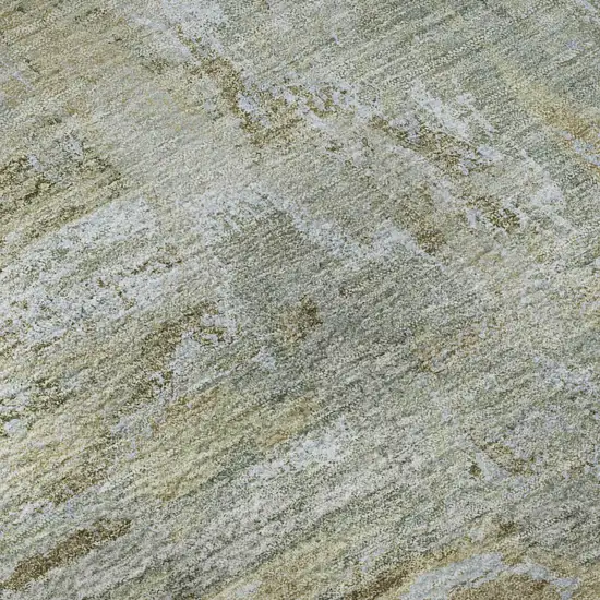 Khaki And Silver Abstract Washable Area Rug With UV Protection Photo 1