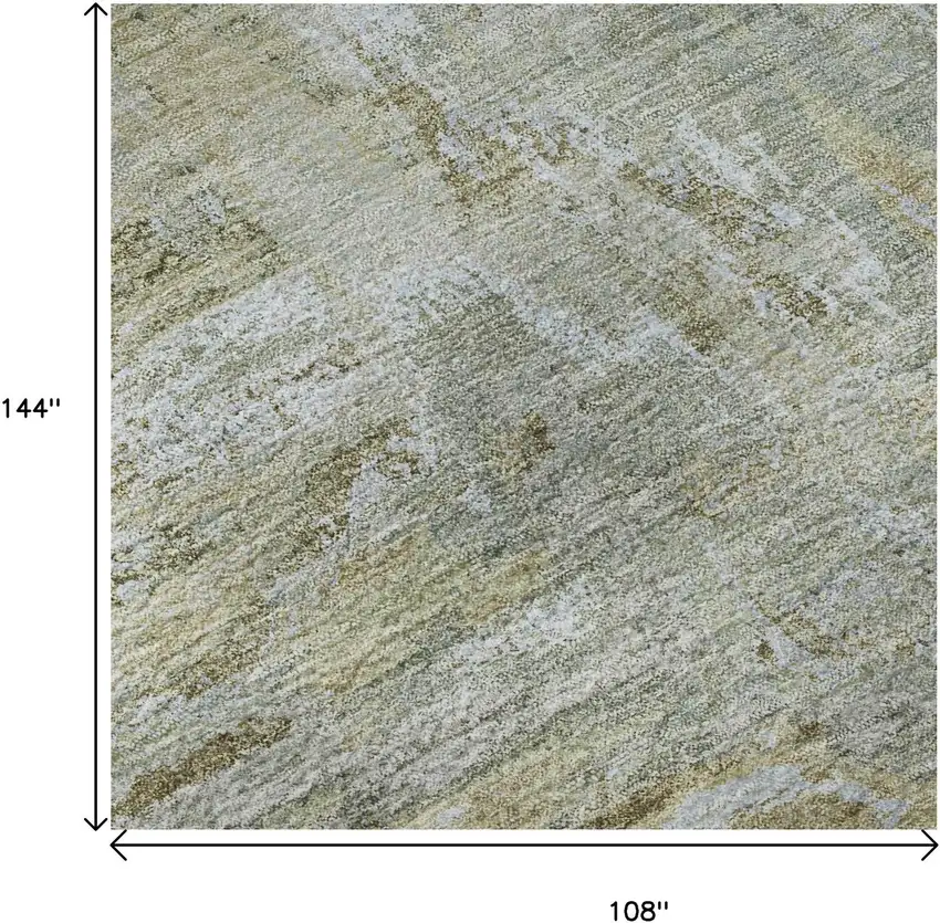 Khaki And Silver Abstract Washable Area Rug With UV Protection Photo 9