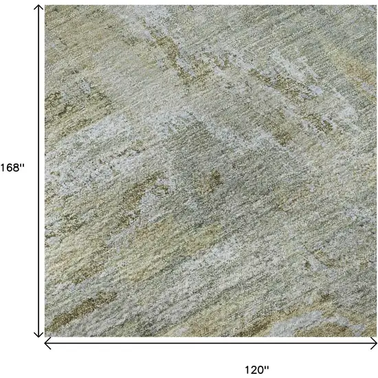 Khaki And Silver Abstract Washable Area Rug With UV Protection Photo 8