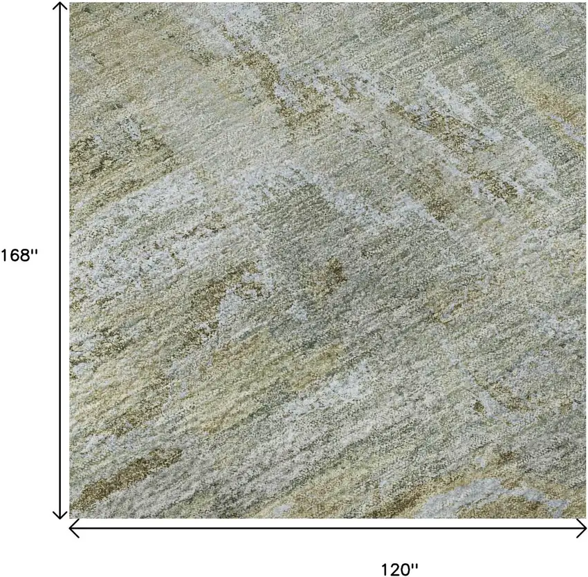 Khaki And Silver Abstract Washable Area Rug With UV Protection Photo 8