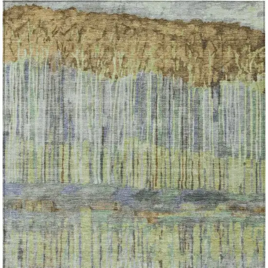 Khaki And Taupe Abstract Washable Indoor Outdoor Area Rug Photo 3