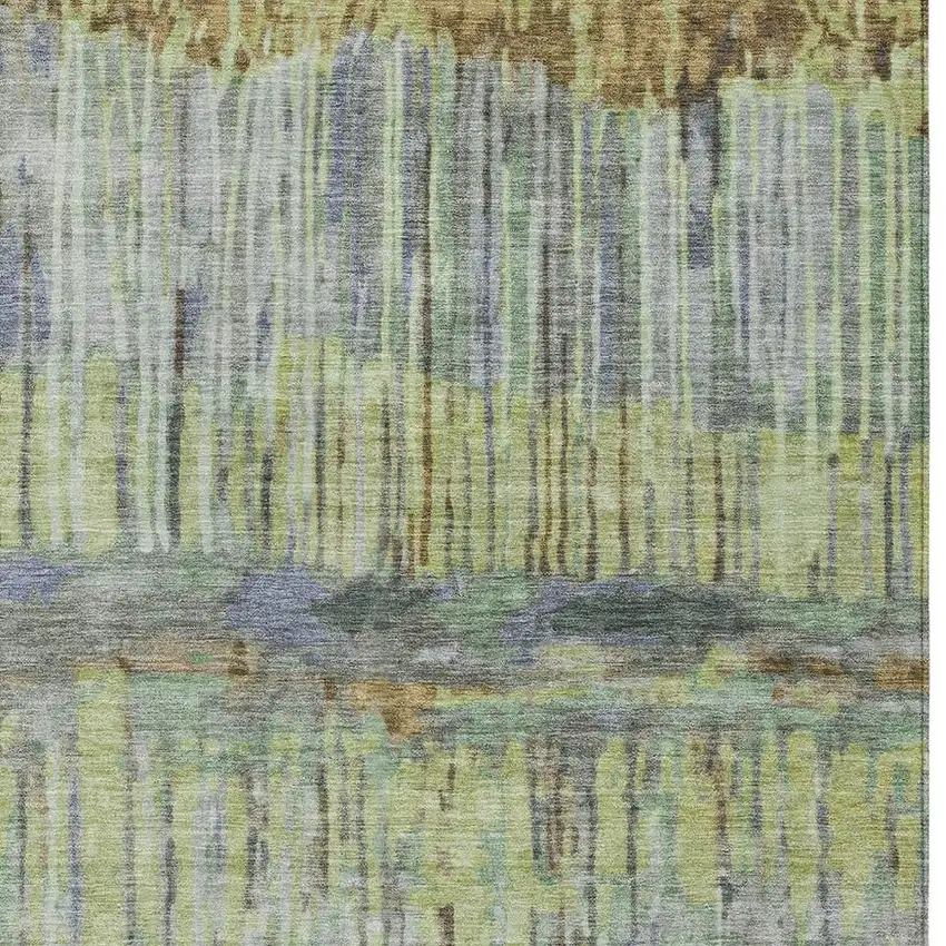 Khaki And Taupe Abstract Washable Indoor Outdoor Area Rug Photo 2