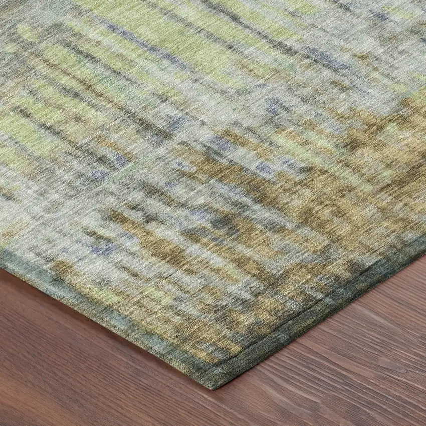 Khaki And Taupe Abstract Washable Indoor Outdoor Area Rug Photo 8