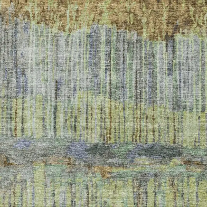 Khaki And Taupe Abstract Washable Indoor Outdoor Area Rug Photo 2