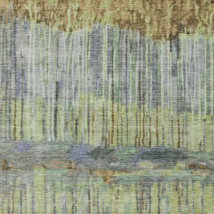 Khaki And Taupe Abstract Washable Indoor Outdoor Area Rug Photo 2