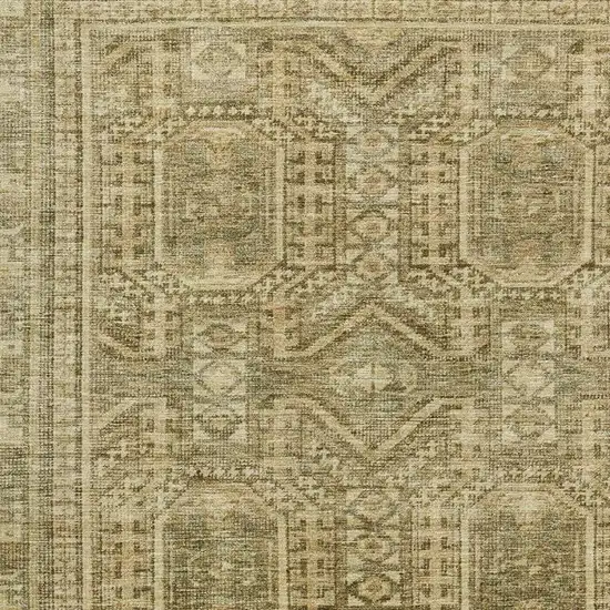 Khaki And Taupe Geometric Washable Area Rug With UV Protection Photo 3