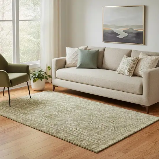 Khaki And Taupe Geometric Washable Area Rug With UV Protection Photo 2